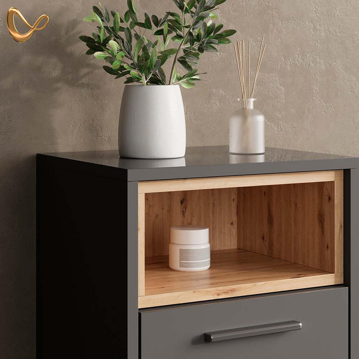 MIDISCHRANK Temo Anthrazit 30 x 93 cm - Anthrazit, Holzwerkstoff (30/93/30cm) - Livinity®