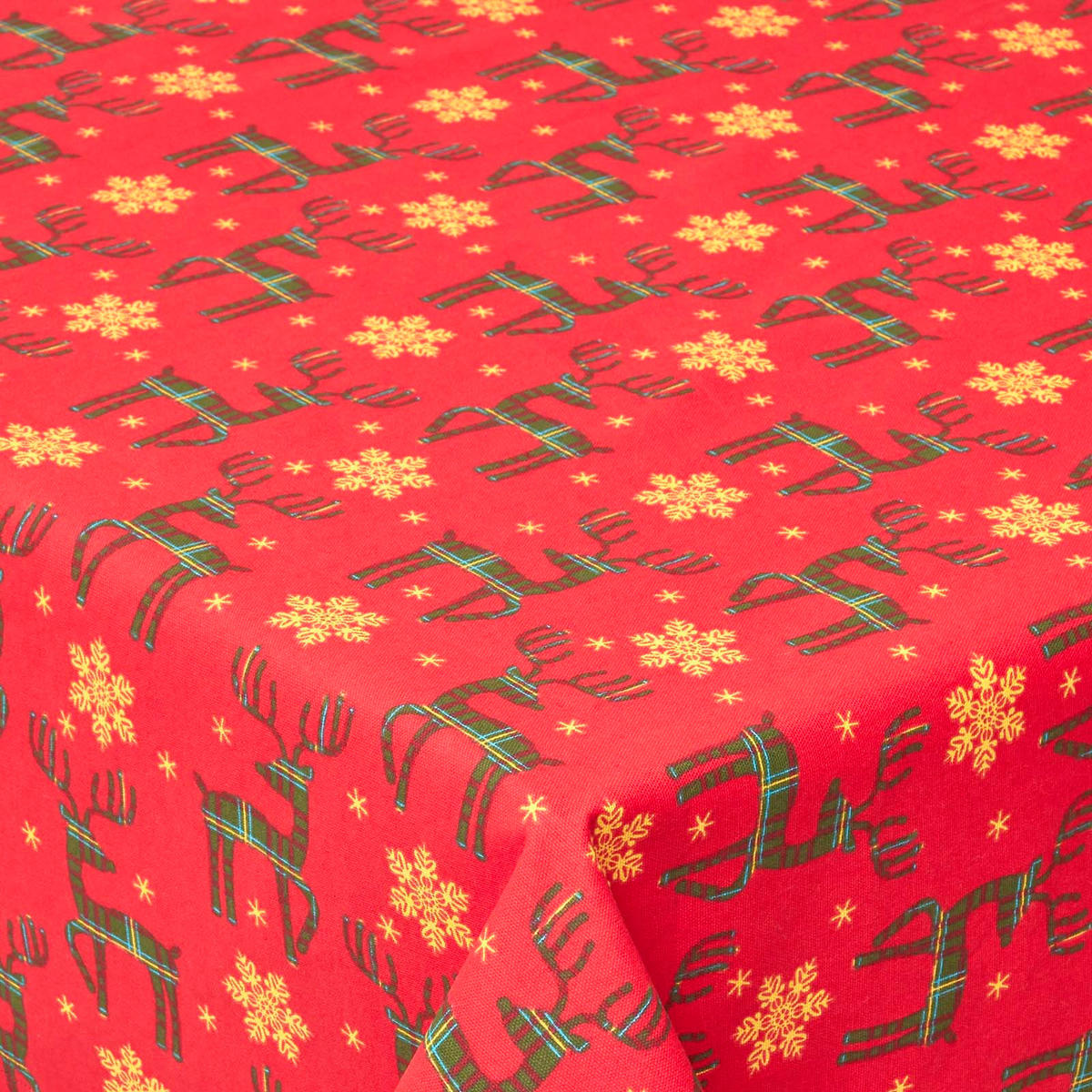 WEIHNACHTSTISCHDECKE Rentier rot 178/305 cm, 100% Baumwolle - Rot, Textil (178/305cm) - Homescapes