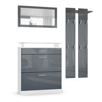 GARDEROBE Loret Front in Grau Hochglanz - Grau, Holzwerkstoff (180/200/23cm) - Vladon