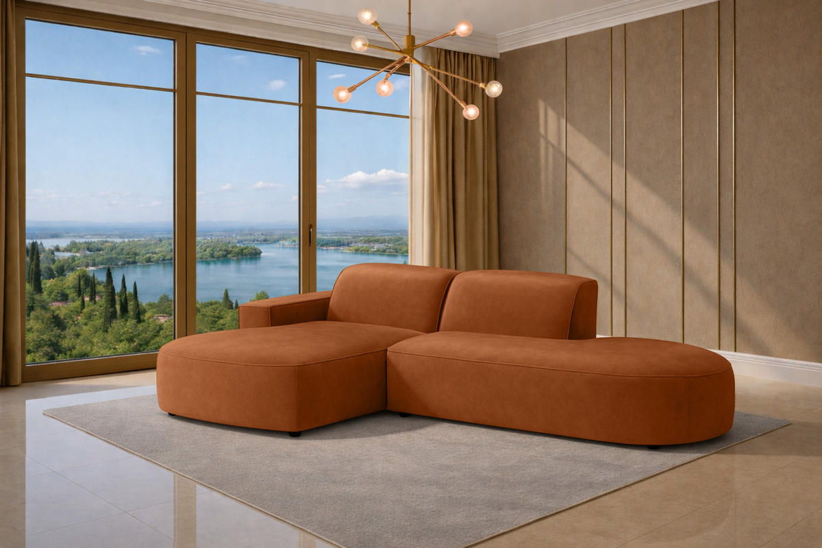 ECKSOFA Cursal Atelier, Stoff Salvador, Braun, Links - Braun, Holz (284/166cm) - Kaiser Möbel