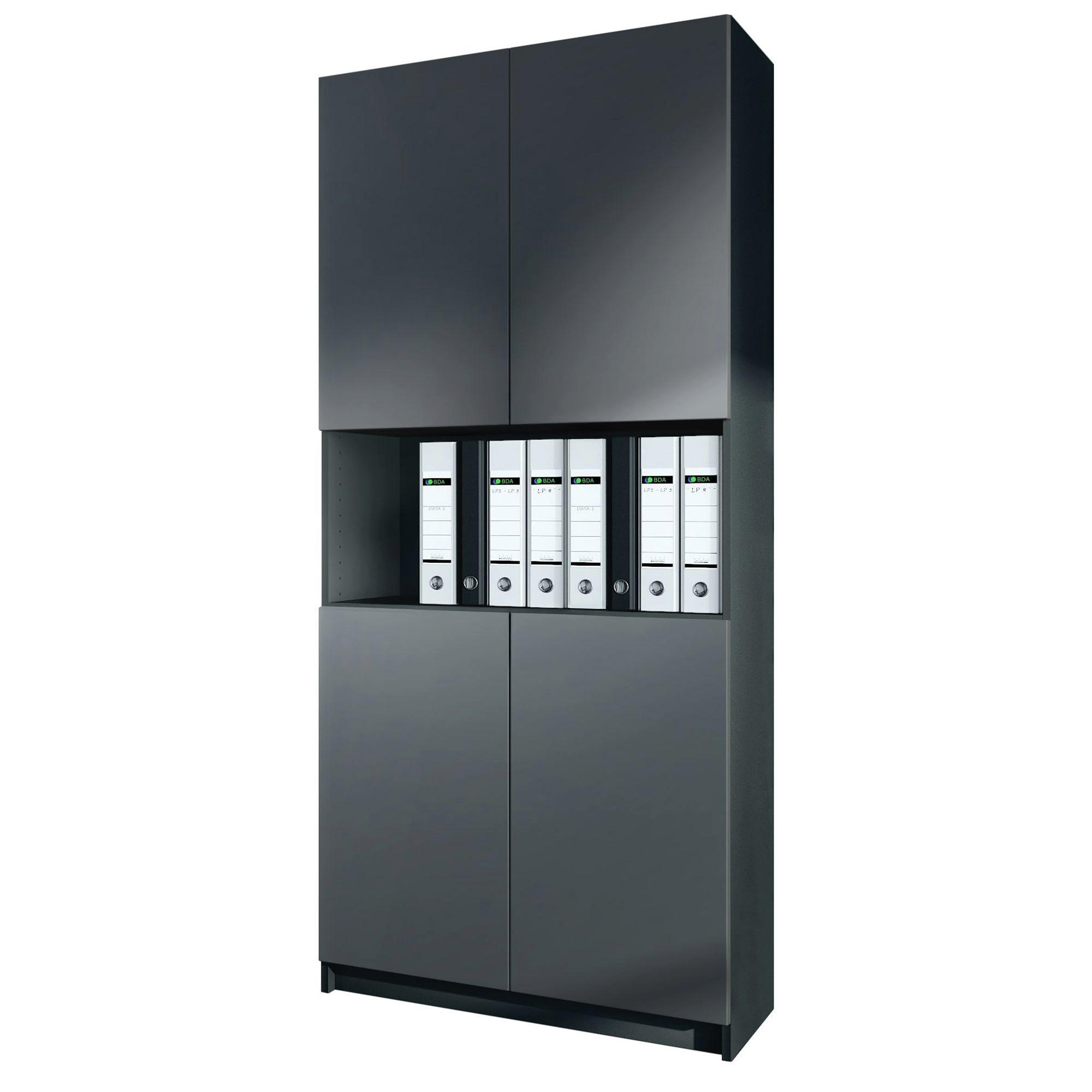 AKTENSCHRANK Elona M2, Büroschrank mit Soft-Close & Push-to-Open, Schwarz/Anthrazit matt (82 x 184 x 37 cm) - Anthrazit, Holzwerkstoff (82/184/37cm) - InnoFurn