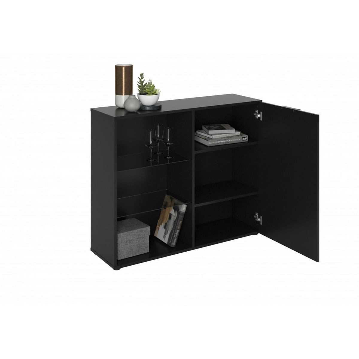 KOMMODE Dark 100/81/32 cm Schwarz - Schwarz, Holzwerkstoff (100/81/32cm) - FMD Möbel GmbH