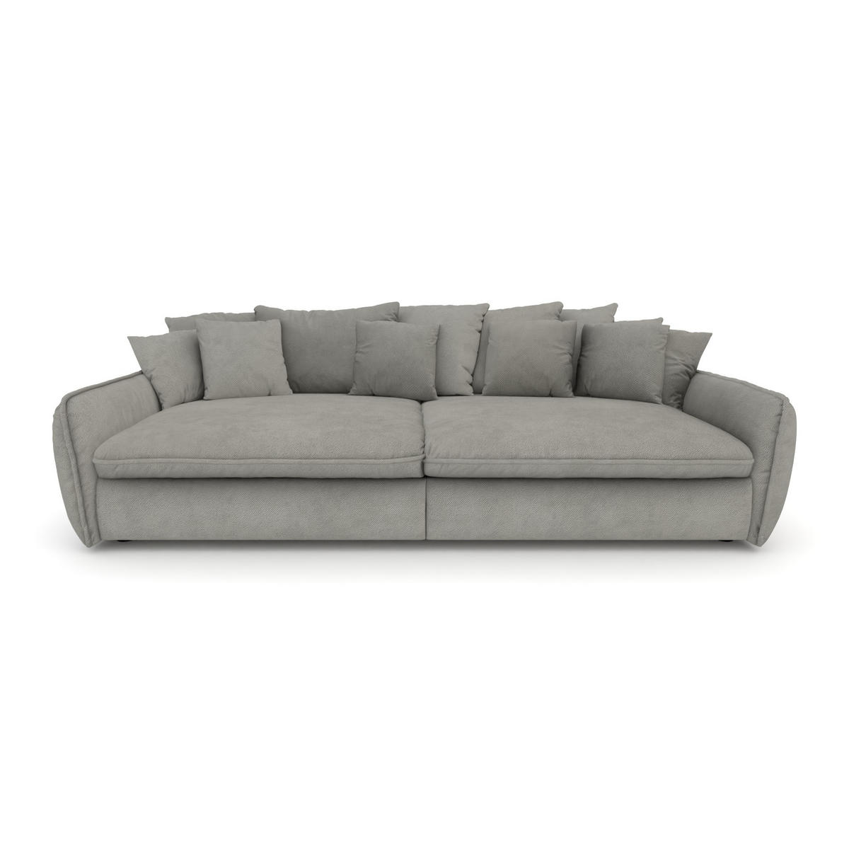 BIGSOFA Hereford XXL Velvet Beige inkl. 12 Kissen 274/131/61 cm - Grau, Kunststoff/Textil (274/61/131cm) - foamnova