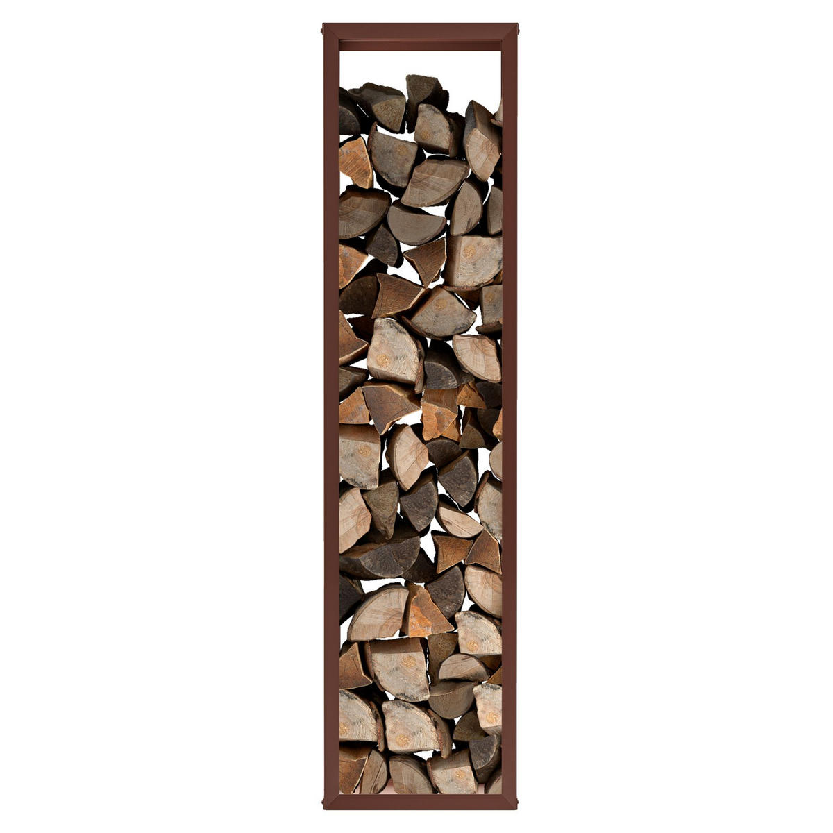 BRENNHOLZREGAL Wooker high Kaminholzregal Holzlagersystem Braun 49 x 199 cm - Braun, Metall (49/199/199cm) - Alberts