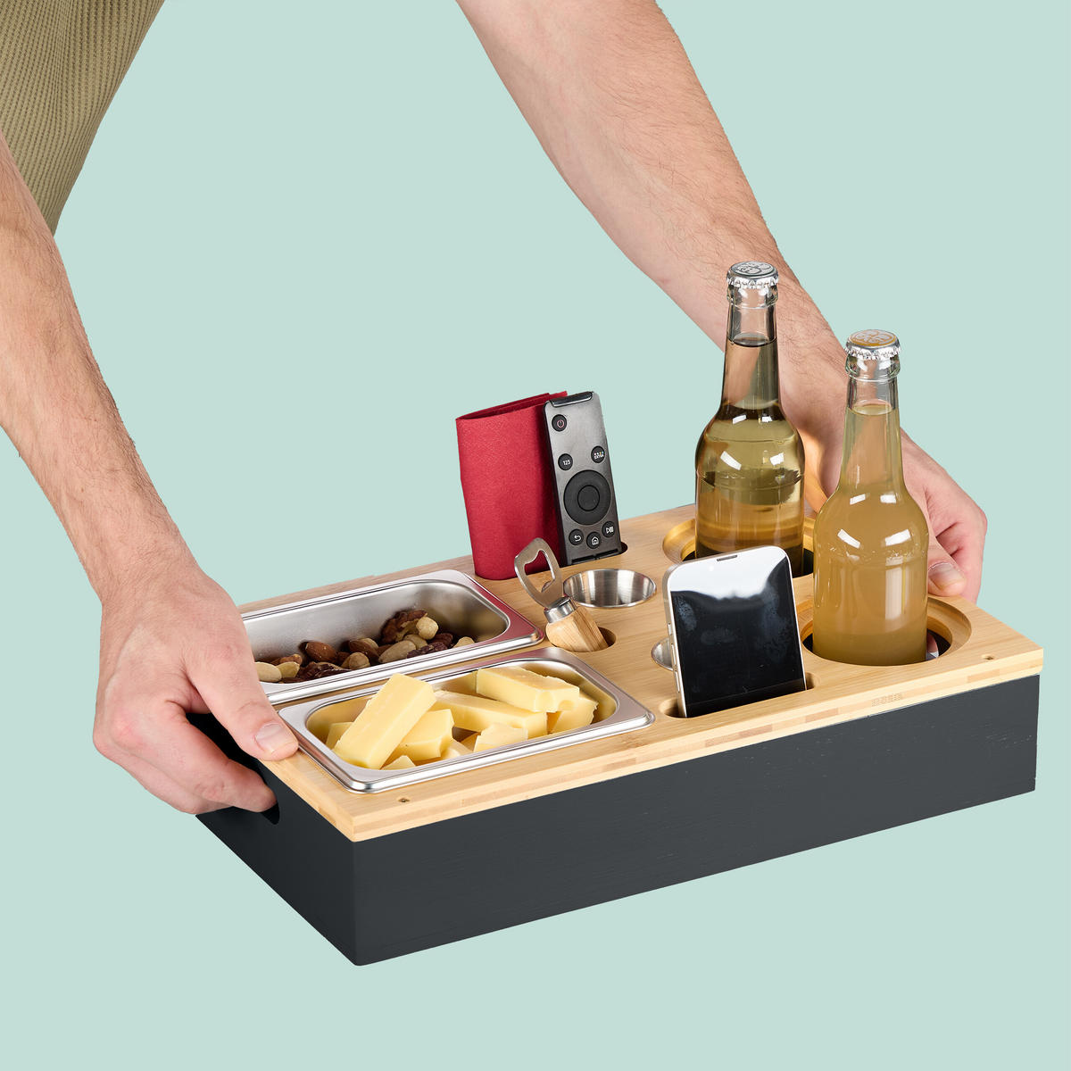 COUCHBAR - Schwarz, Holz/Naturmaterialen (40/8/26cm) - Relaxdays