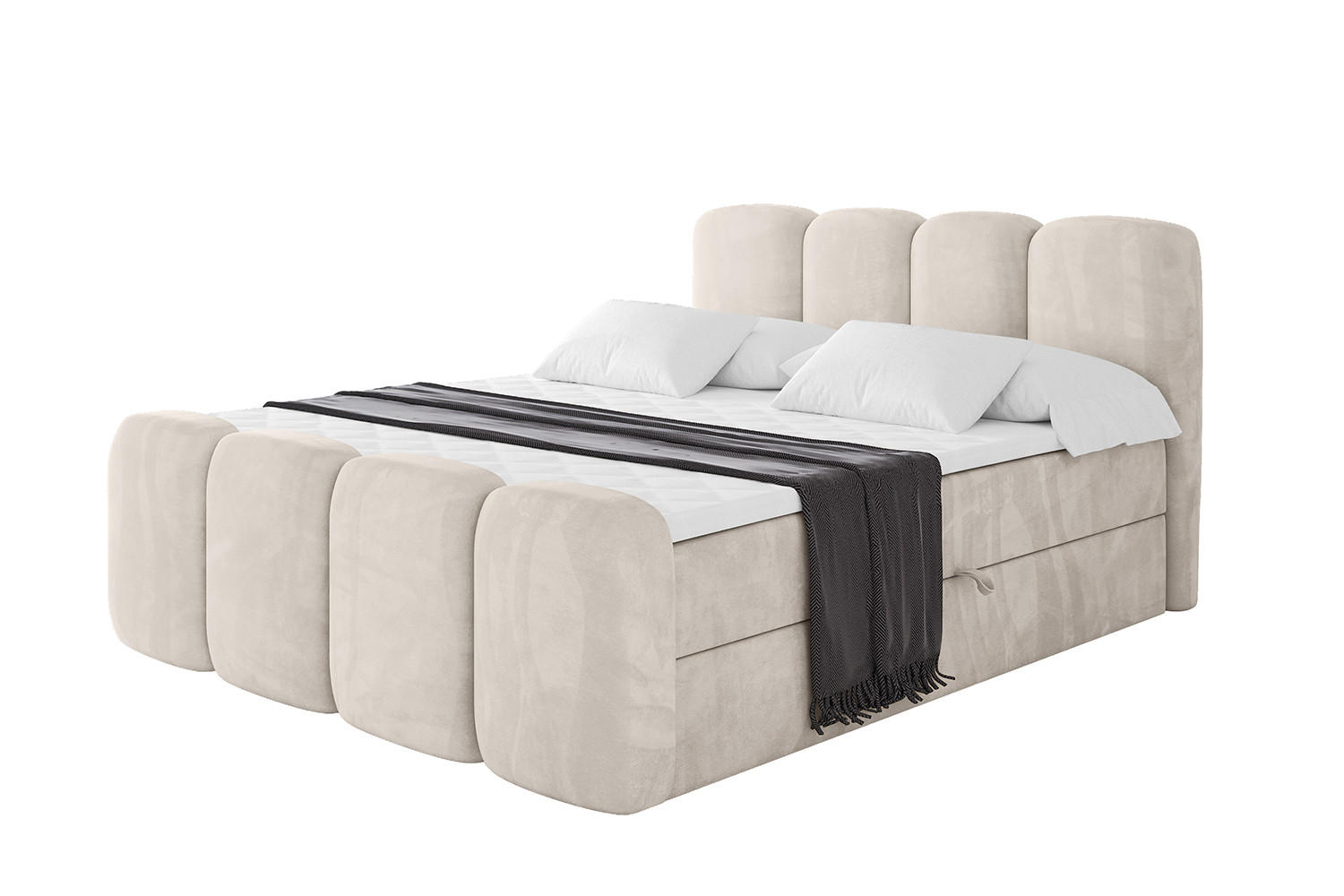 BOXBETT mit Matratze H4 und Lattenrost - NINA-Z - 180x200 cm Casablanca - Beige - Champagner, Holzwerkstoff (180/200cm)