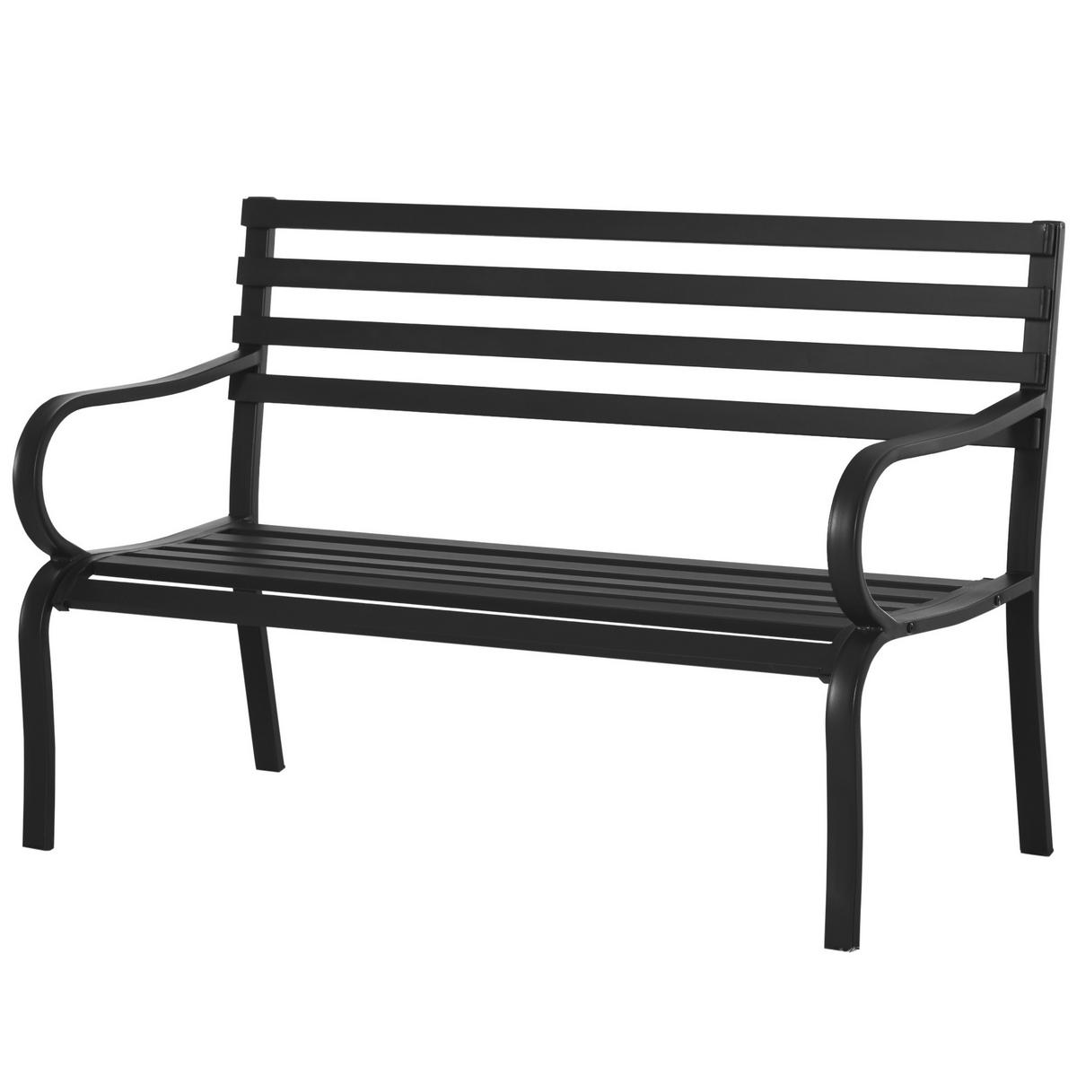 GARTENBANK DE-17758 2-Sitzer mit zeitgenössischem Design Schwarz - Schwarz, Metall (127/82/58cm) - ComfortXL