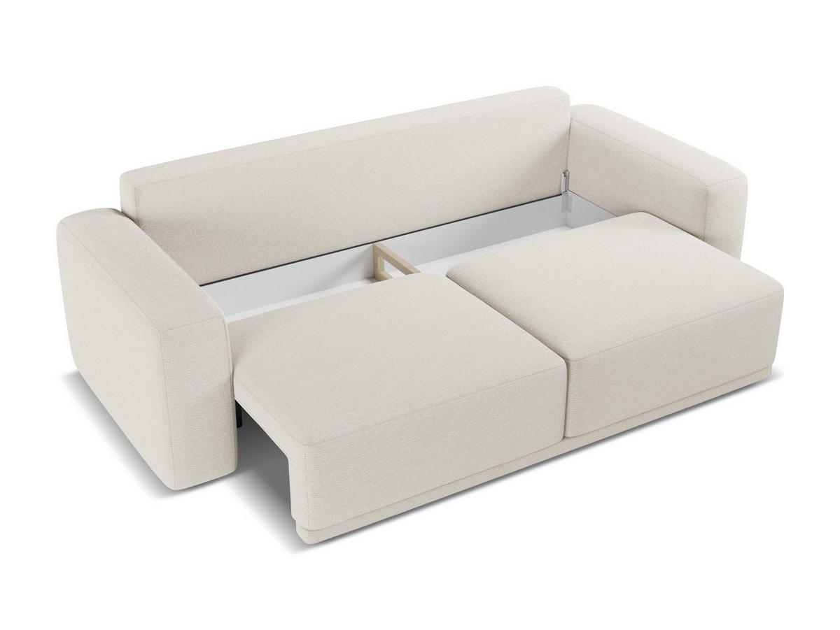 3-SITZER SOFA mit Schlaffunktion Chenille Stoff Grau - Silberfarben/Schwarz, Kunststoff/Textil (242/91/100cm) - Makamii