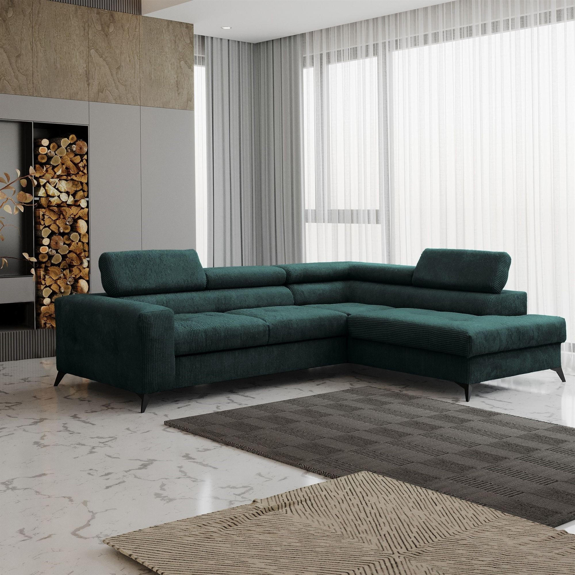 ECKSOFA Schlafsofa Amadeo In Anafi - Grün, Holzwerkstoff/Textil (271/202cm) - Fun Möbel