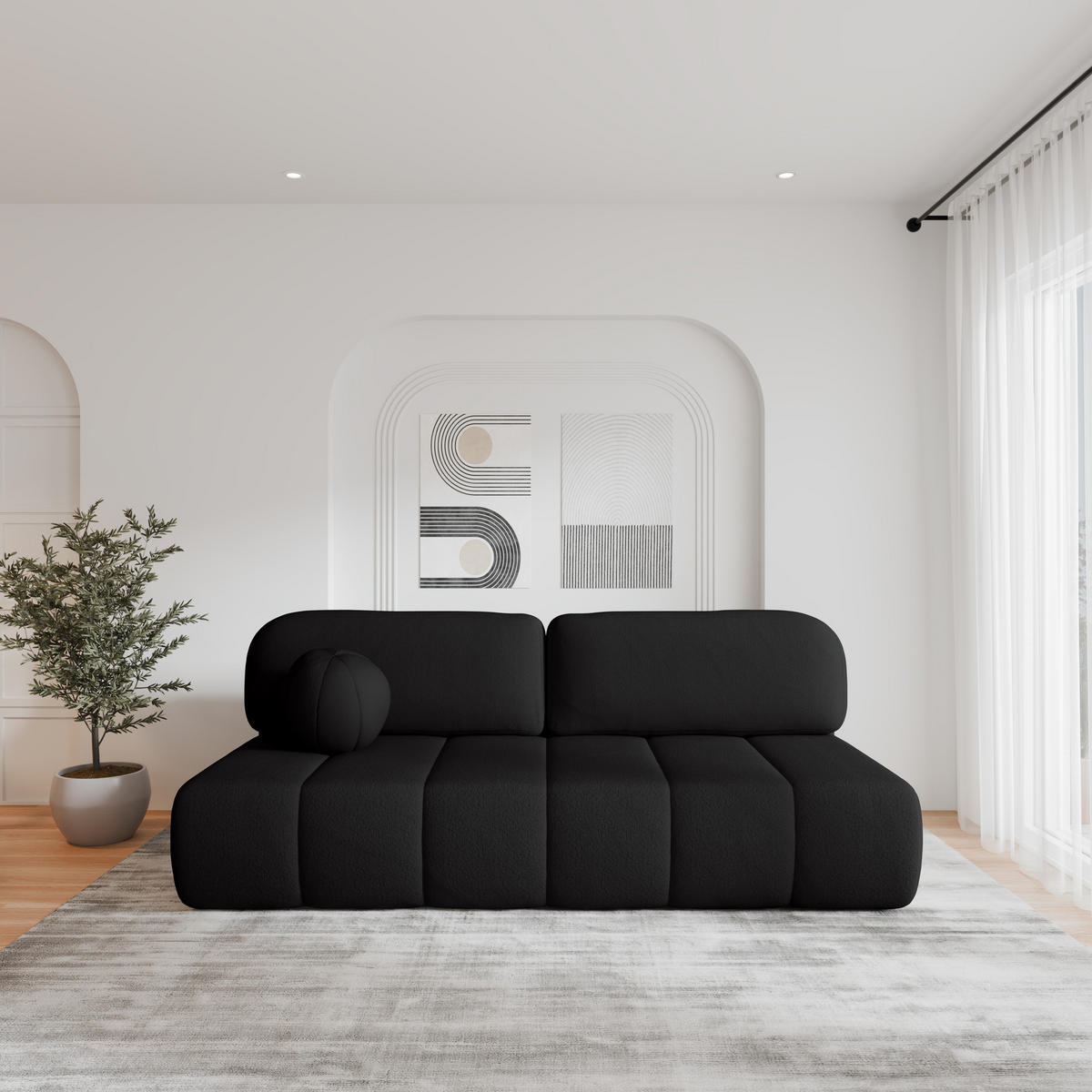 SCHLAFSOFA - Fluffy - Schwarz (Anthology 19) - Schwarz, Holz (210/88/104cm) - Möblo