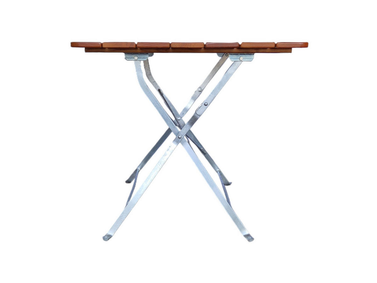 BIERGARTENTISCH BERGTAL 74x80x80cm Klappbar Eschenholz Silber/Braun 2 Peronen - Braun, Holz (80/80/74cm) - CHEFGASTRO