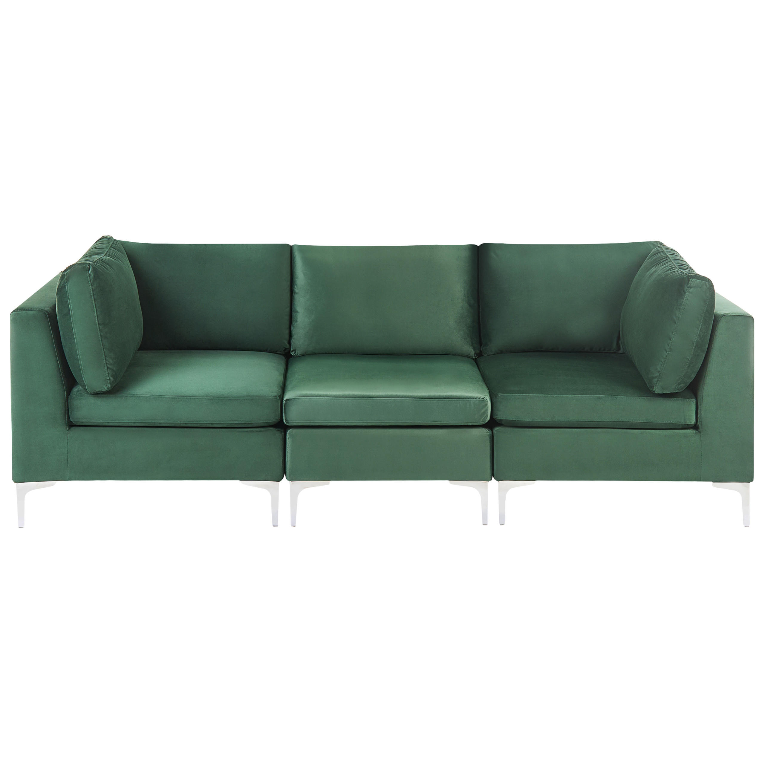 3-SITZER-MODULSOFA Samtstoff Grün mit Metallbeinen Evja - Grün, Textil (235/84/85cm) - Beliani