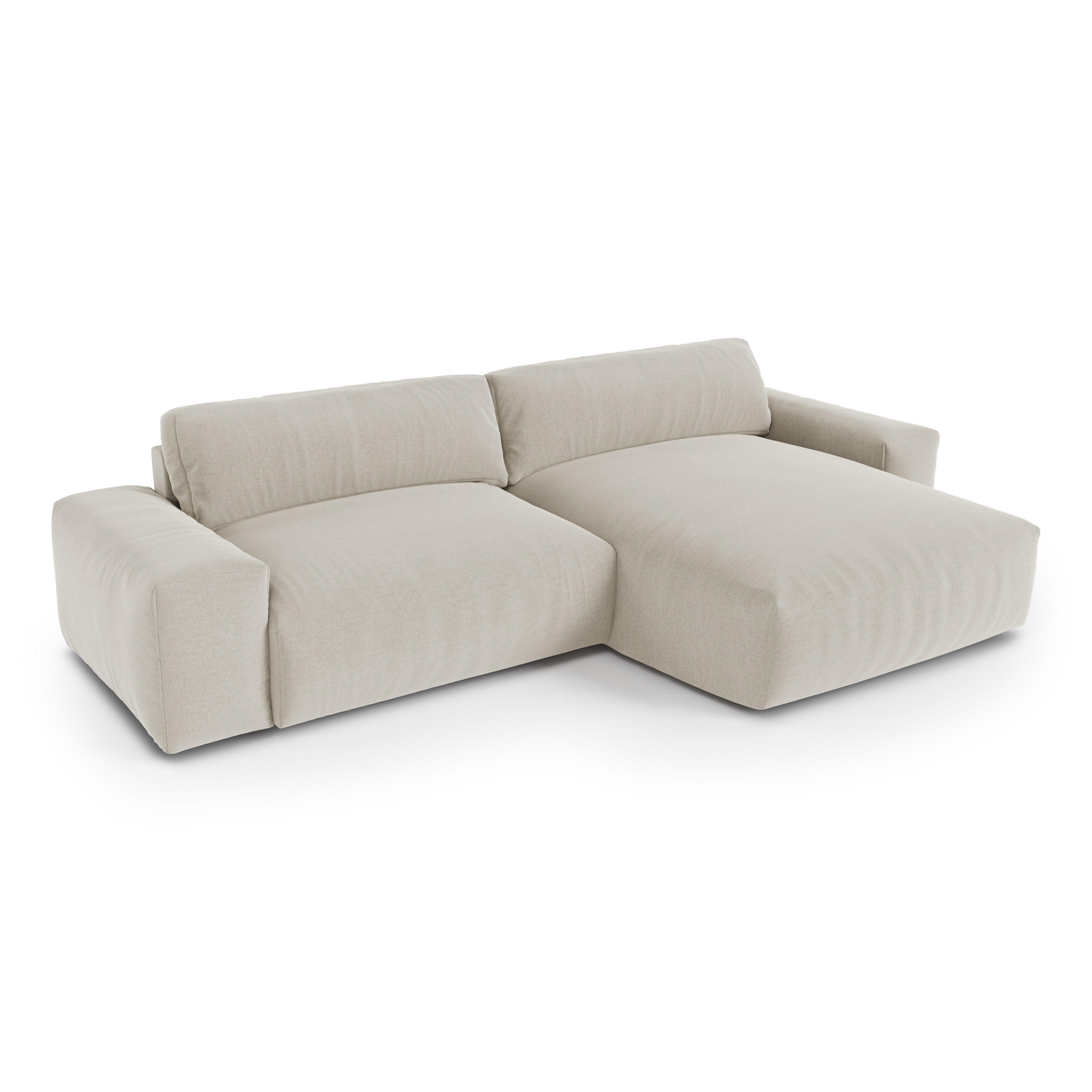 ECKSOFA RECHTS Rastergewebe mit weichem Griff Beige 310cm - Beige, Textil (310/174cm) - Sia Home
