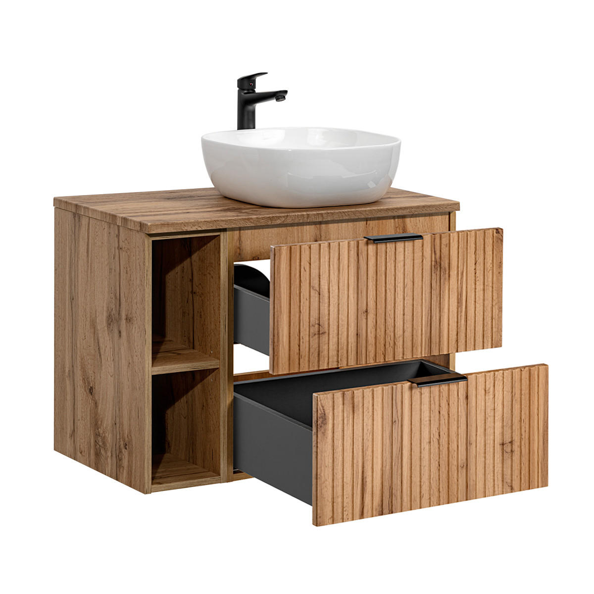 BADMÖBEL Adriel 2er-Set Holz - Braun, Holzwerkstoff (80.6/59/46cm) - Petits-meubles