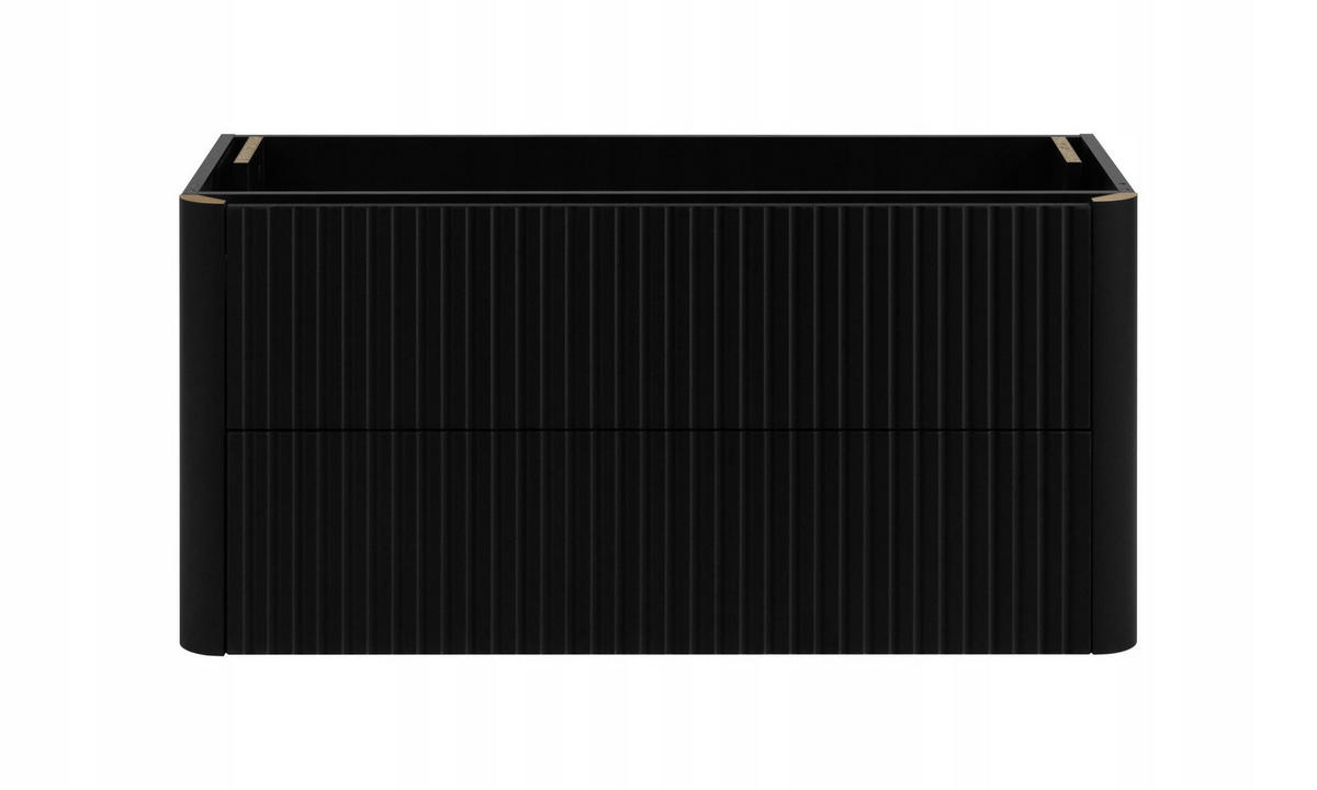 WASCHBECKENUNTERSCHRANK LINEA hängend geriffelt Schwarz matt 100/48/44 cm - Schwarz, Holzwerkstoff (100/48.4/43.7cm) - Rodan