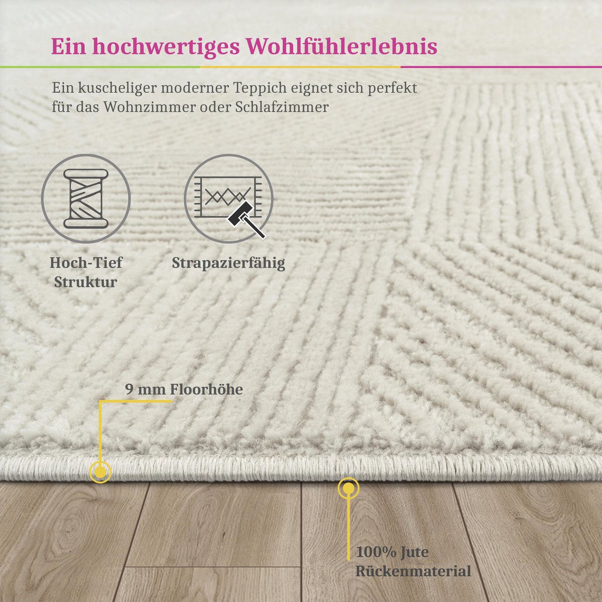 KURZFLORTEPPICH 80/150 cm Tinos 572 - Creme, Textil (80/150cm) - Paco Home