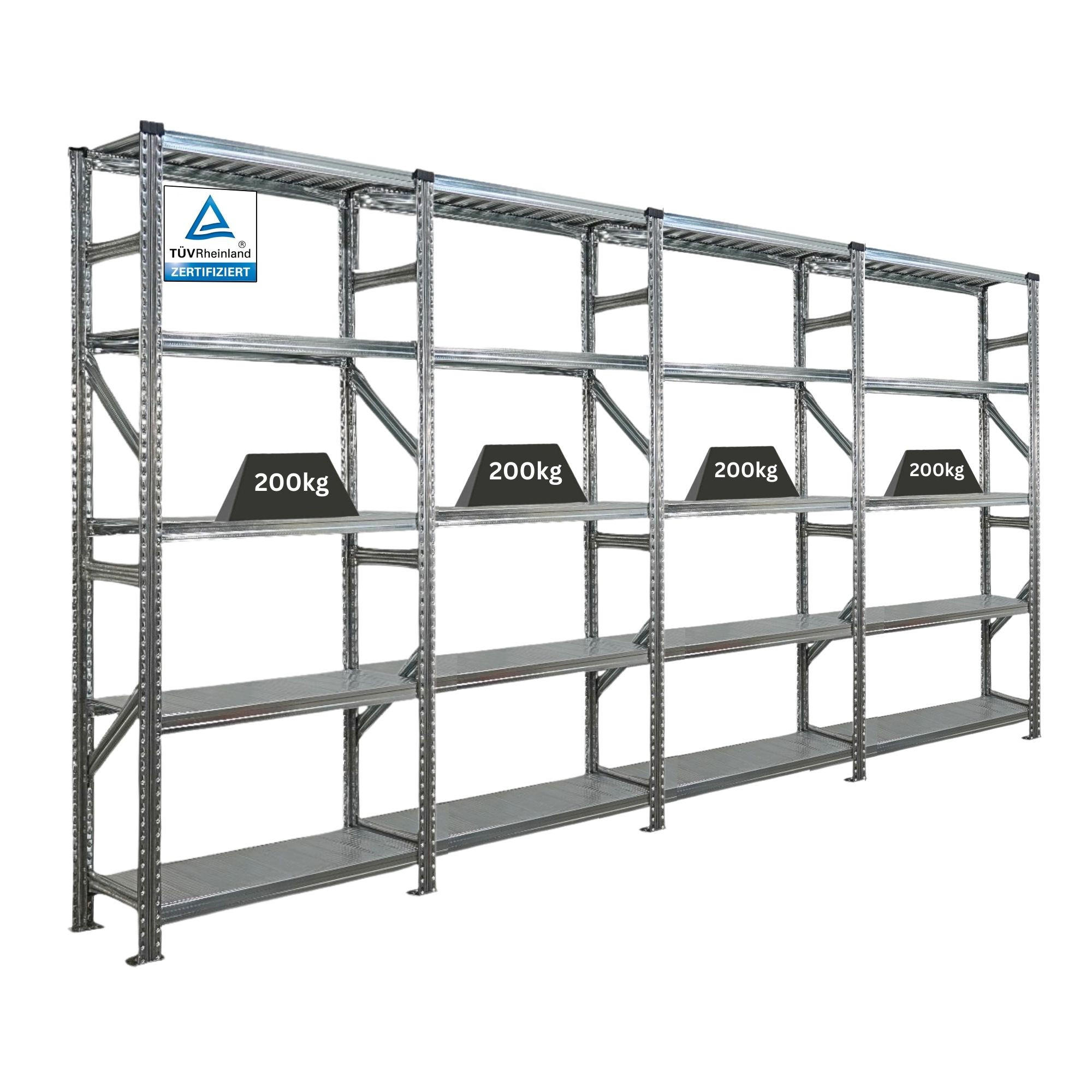 Proregal Fachbodenregal Silber 360x200x32 cm