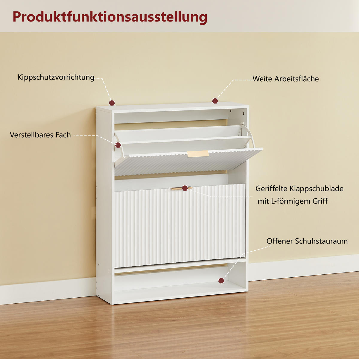 SCHUHSCHRANK Weiß 80/24/102 cm - Weiß, Holzwerkstoff (80/102/24cm) - PANGIVO