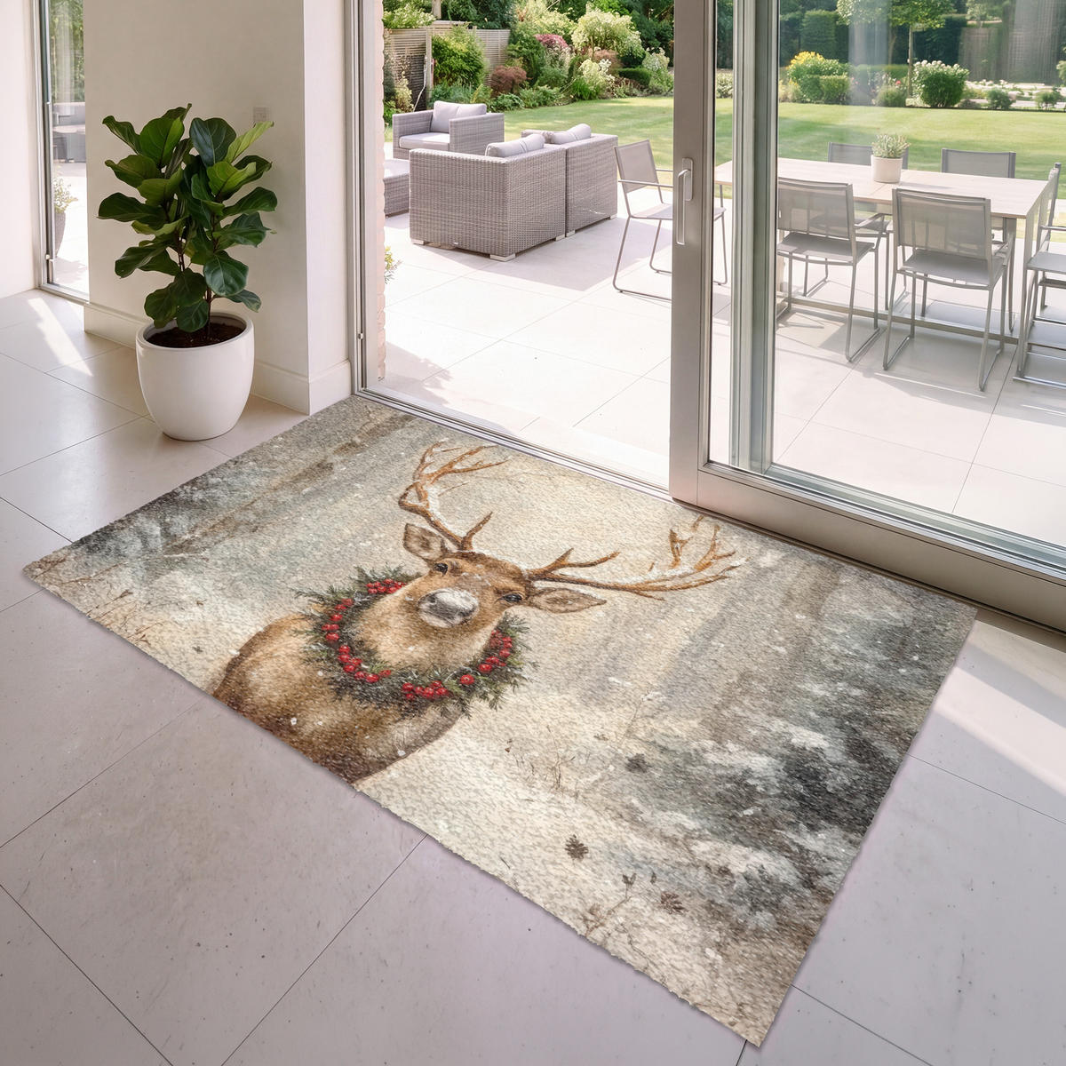 ROHOŽKA Vianoce - sobi - zima - veniec 180x120 cm - hnedá, plast (180/120cm) - MuchoWow