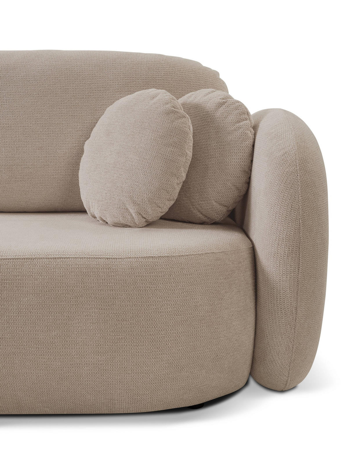 ECKSOFA AMICO L-S Beige Geflochtener Stoff mit Schlaffunktion - Beige, Holz (248/174cm) - MASSENO