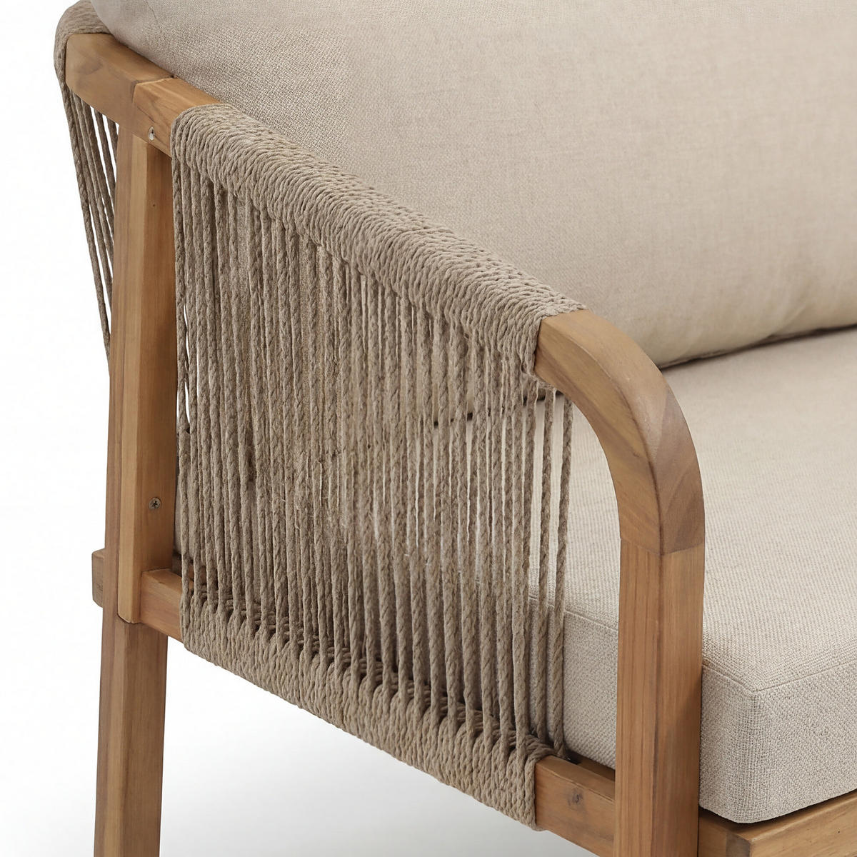 LOUNGEGRUPPE - 2-teilig - Akazie massiv / Polyester - Akazie Braun / Beige - Creme/Akaziefarben, Holz/Textil (1/1/1cm) - home24