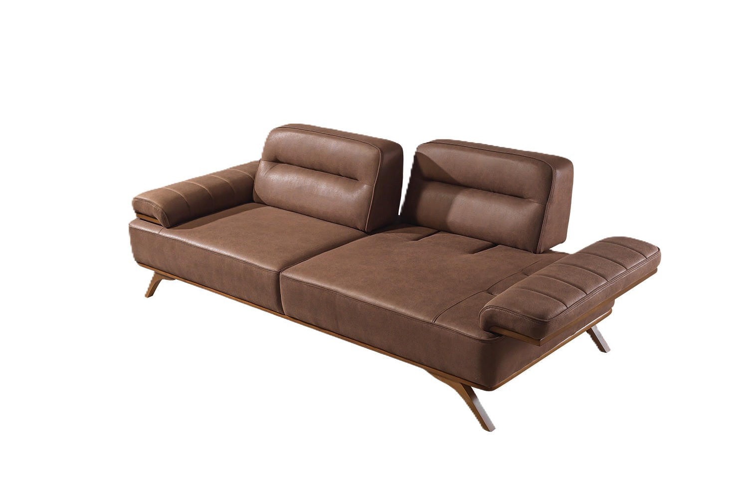 3 Sitzer SOFA Andorra Samt Braun - Braun, Holz/Textil (235/83/97cm)