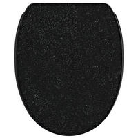 WC-SITZ mit Absenkautomatik & Top Fix Glitzer Schwarz - Schwarz, Holzwerkstoff (37.7/5.5/48cm) - Sanilo