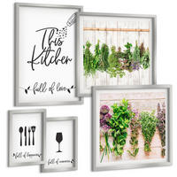 BILDER SET 5er Set - 50x50 cm & 20x30 cm & 40x60 cm Silberner Rahmen - Tisch aus Zitronenbaum - Silberfarben, Kunststoff (40/60cm) - TULUP