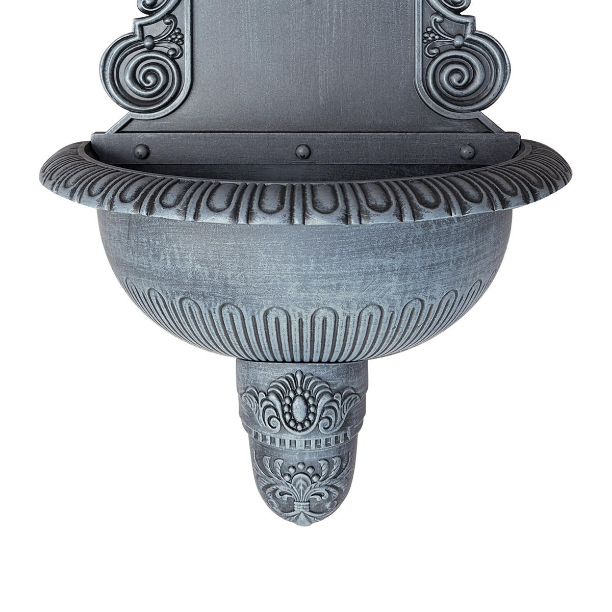 WANDBRUNNEN Grau Antik Aluminiumguss - Grau, Metall (22/44/75cm) - Relaxdays