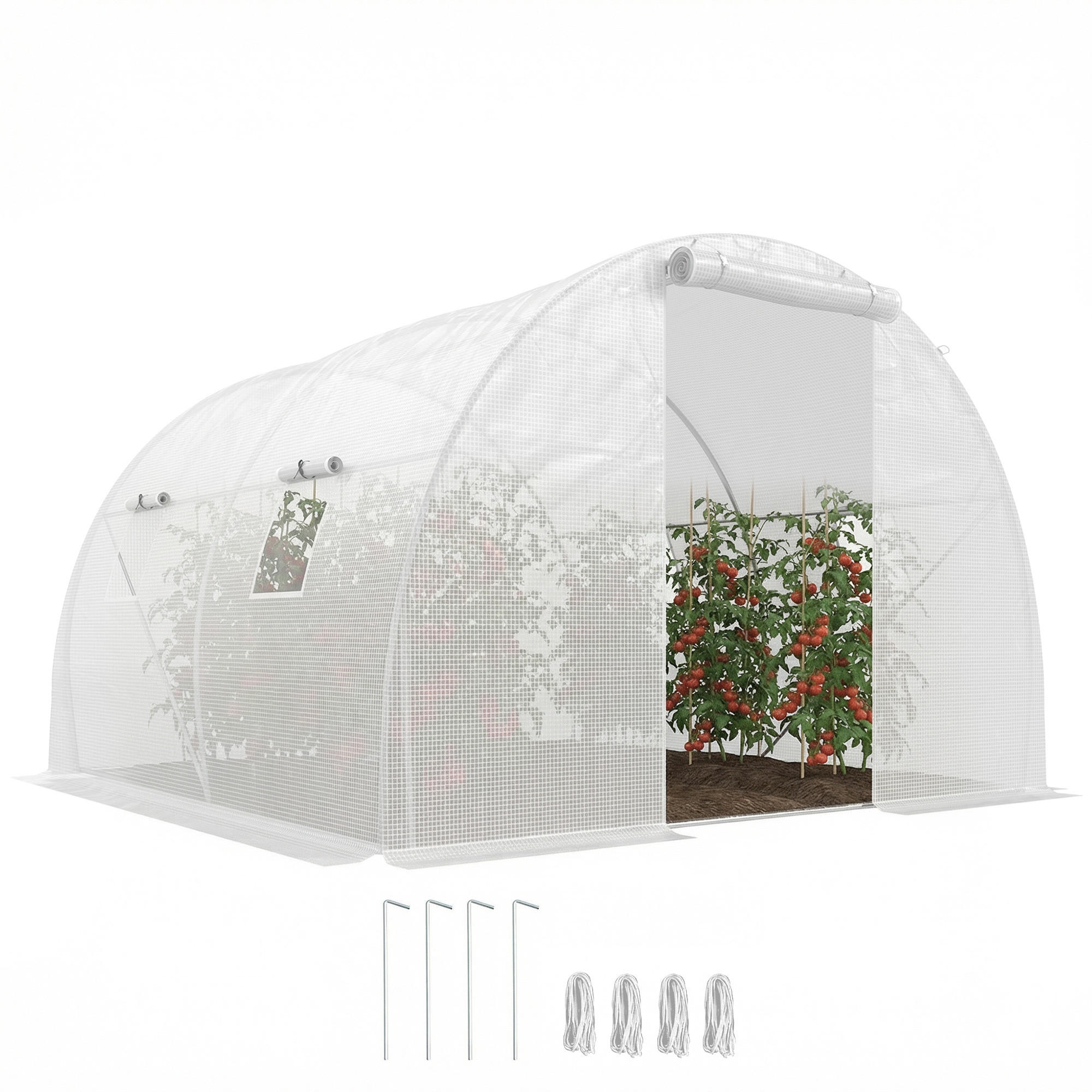 GEWÄCHSHAUS DE-12057 9 m² mit 4 Fenstern Weiß - Weiß, Kunststoff (300/200/300cm) - ComfortXL