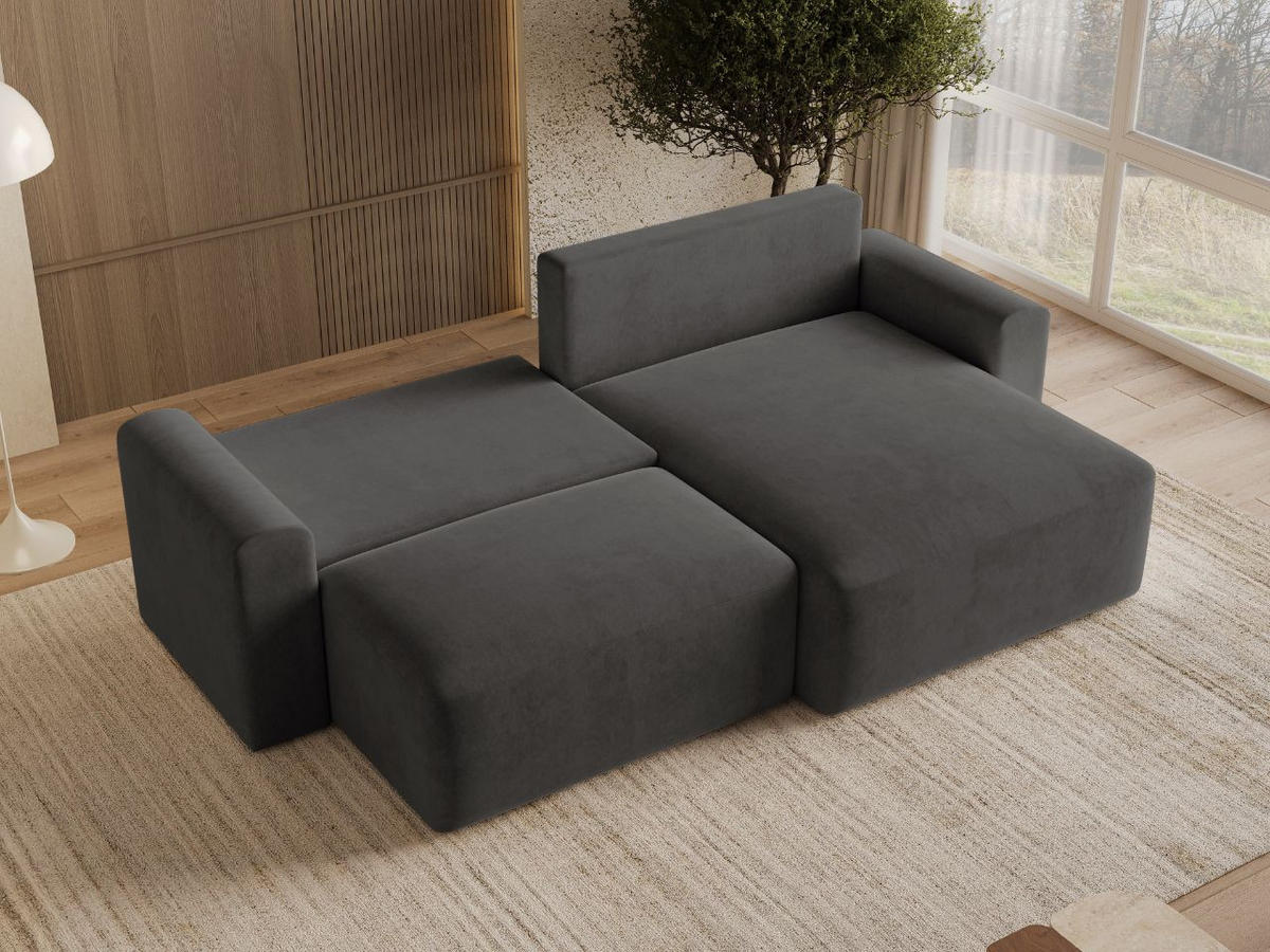 ECKSOFA Aurora Dunkelgrau - Dunkelgrau, Holz/Textil (259/145cm) - Graingold