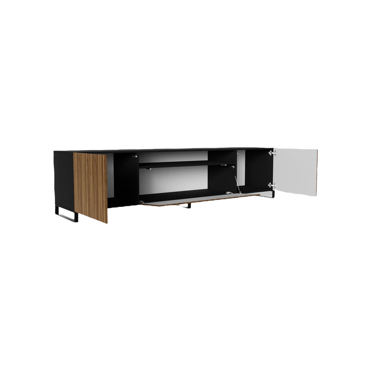TV-SCHRANK Mio III 200 cm, dreitürig, schwarz, catania - Schwarz/Braun, Kunststoff (200/53/41cm) - Margaret Hadas24