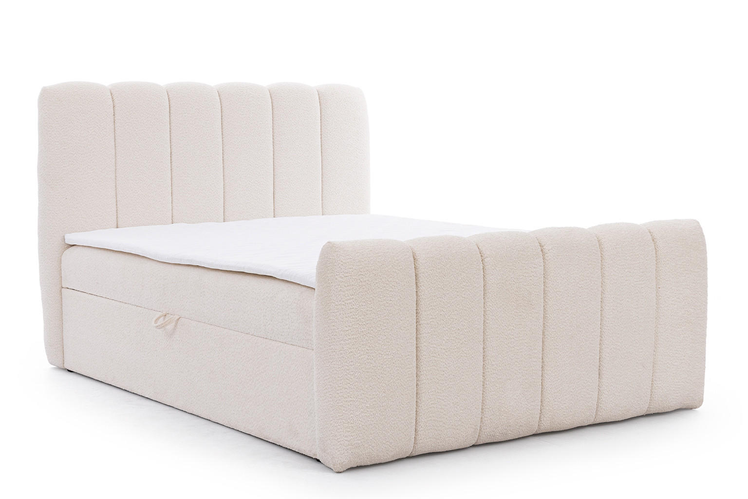 BOXBETT Mit Zwei Bettkasten, Chenille-Stoff Catch Me, Creme, 160x200 cm, CHLOE - Creme, Holz (160/200cm) - Kaiser Möbel
