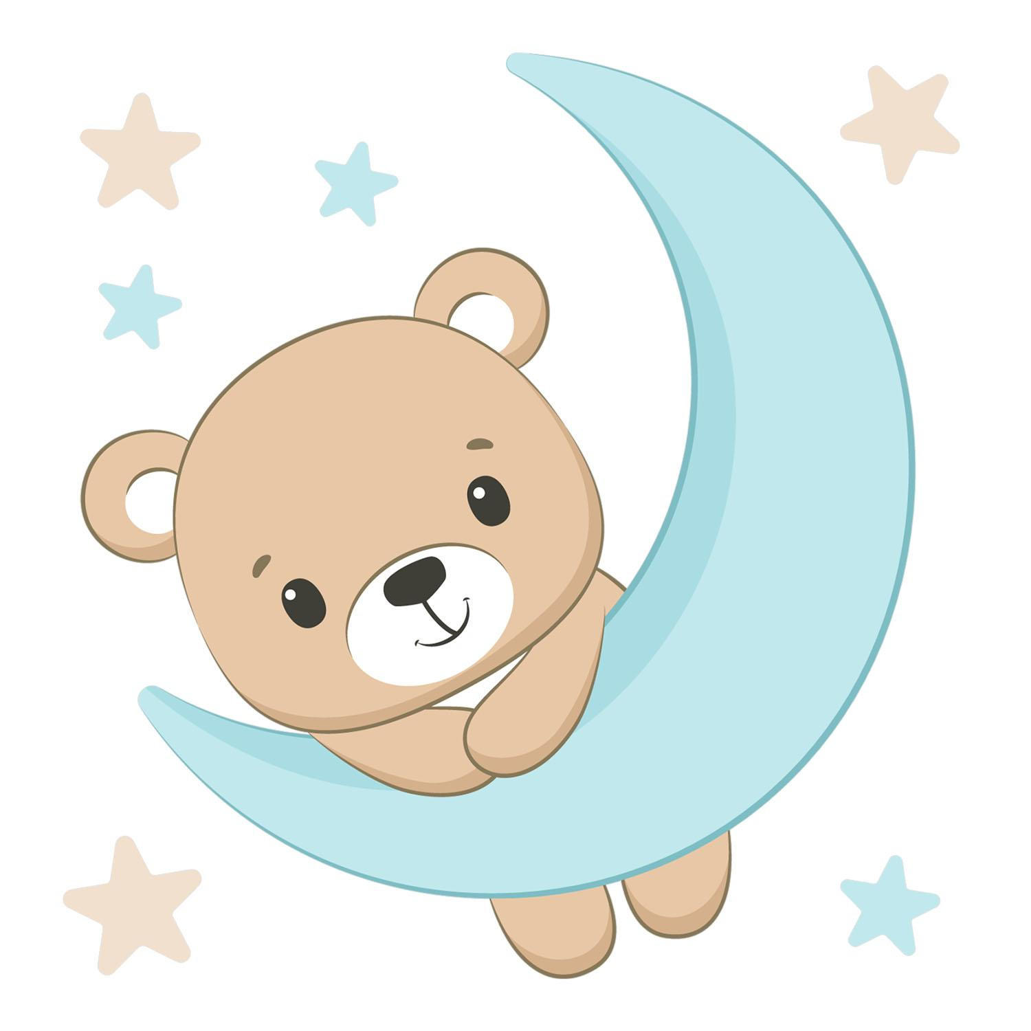 WANDAUFKLEBER 100x110cm - Teddybär zwischen den Sternen - Multicolor, Kunststoff (100/110/0.1cm) - Wallfluent