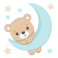 WANDAUFKLEBER 100x110cm - Teddybär zwischen den Sternen - Multicolor, Kunststoff (100/110/0.1cm) - Wallfluent