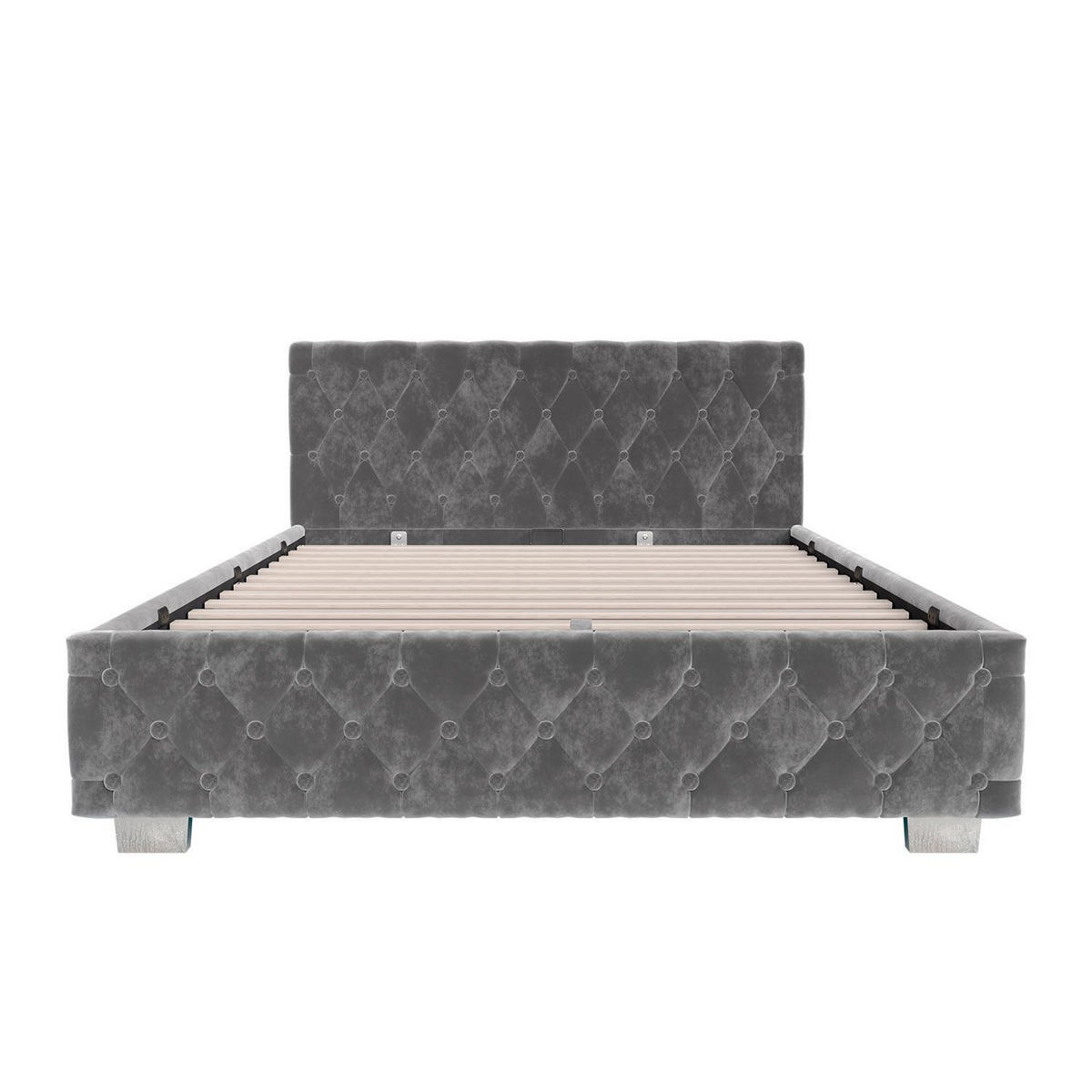 POLSTERBETT Nizza Dunkelgrau 140x200 cm mit Matratze - Dunkelgrau, Holz (140/200cm) - Juskys