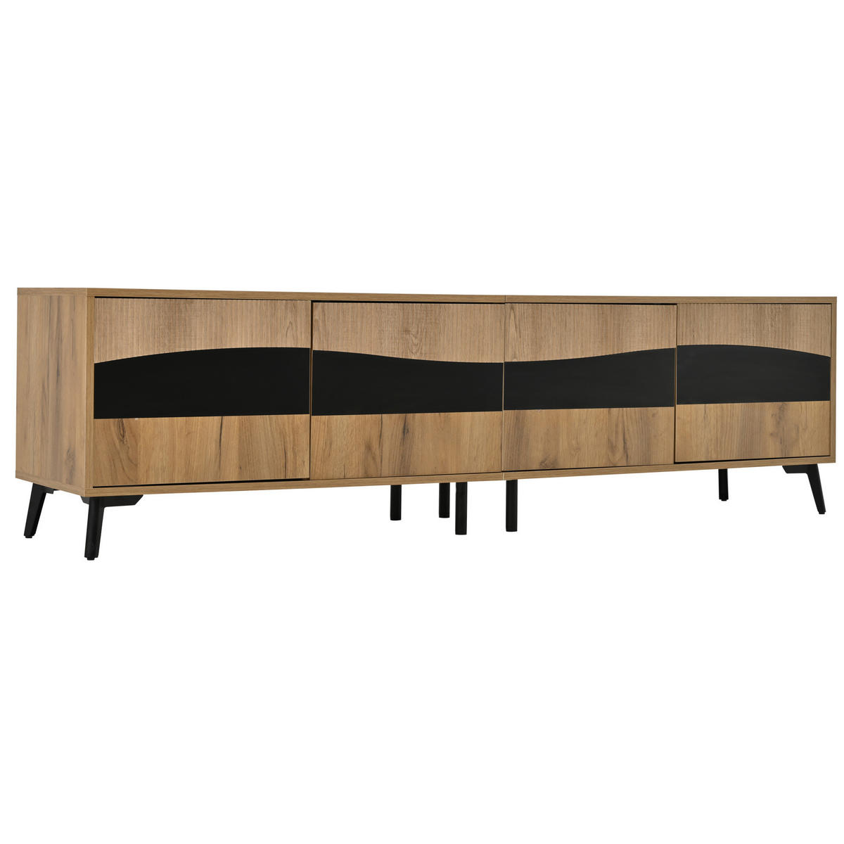 TV-ELEMENT mit 4 Türen 180 x 40 x 50 cm Natural/Black - Braun, Holzwerkstoff (40/50/180cm) - Beauniv