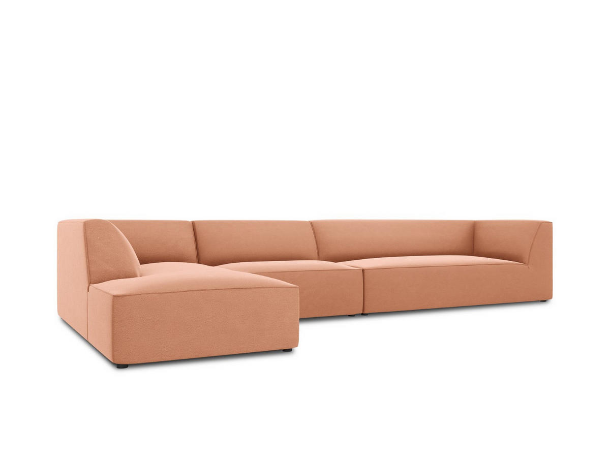 ECKSOFA links Ruby aus Samt rosa 5 Sitzplätze - Pink, Textil (180/366cm) - Micadoni