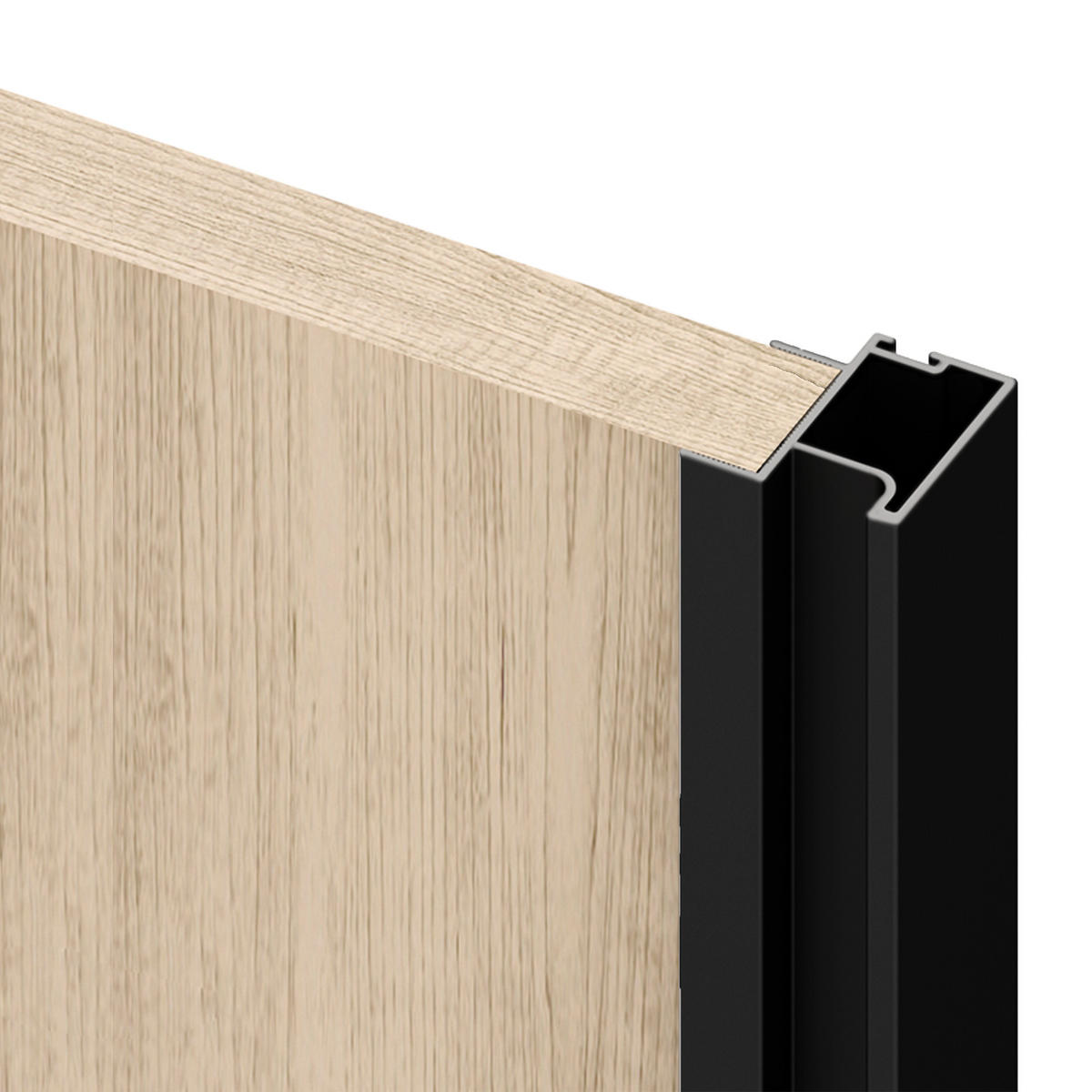 HARDWARE SET für Placard 74 2-Schiebe-Kleiderschrank mit sanftem Schliessen, Griff-Modell Sharp, Stärke 19mm, ohne Paneele, Schwarz lackiert - Schwarz, Metall (3.4/8/235cm) - EMUCA