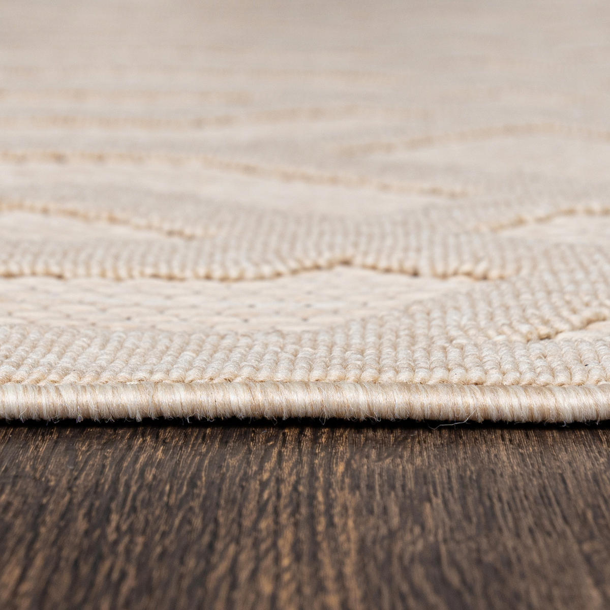 TEPPICH Beige In-Outdoor Geometrisch - Kurzflor Rechteckig - 80 x 200 cm - Sandfarben/Beige, Textil (80/200cm) - Mazovia