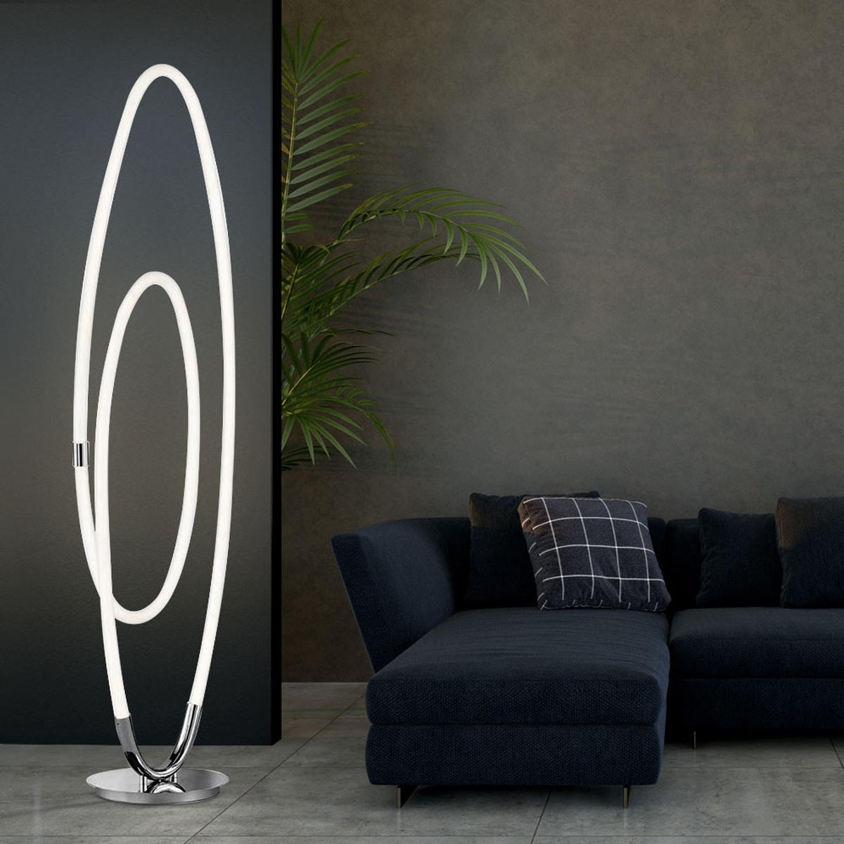 LED STEHLEUCHTE Chrom Silber - Silberfarben, Metall (36/25/140cm) - Wofi