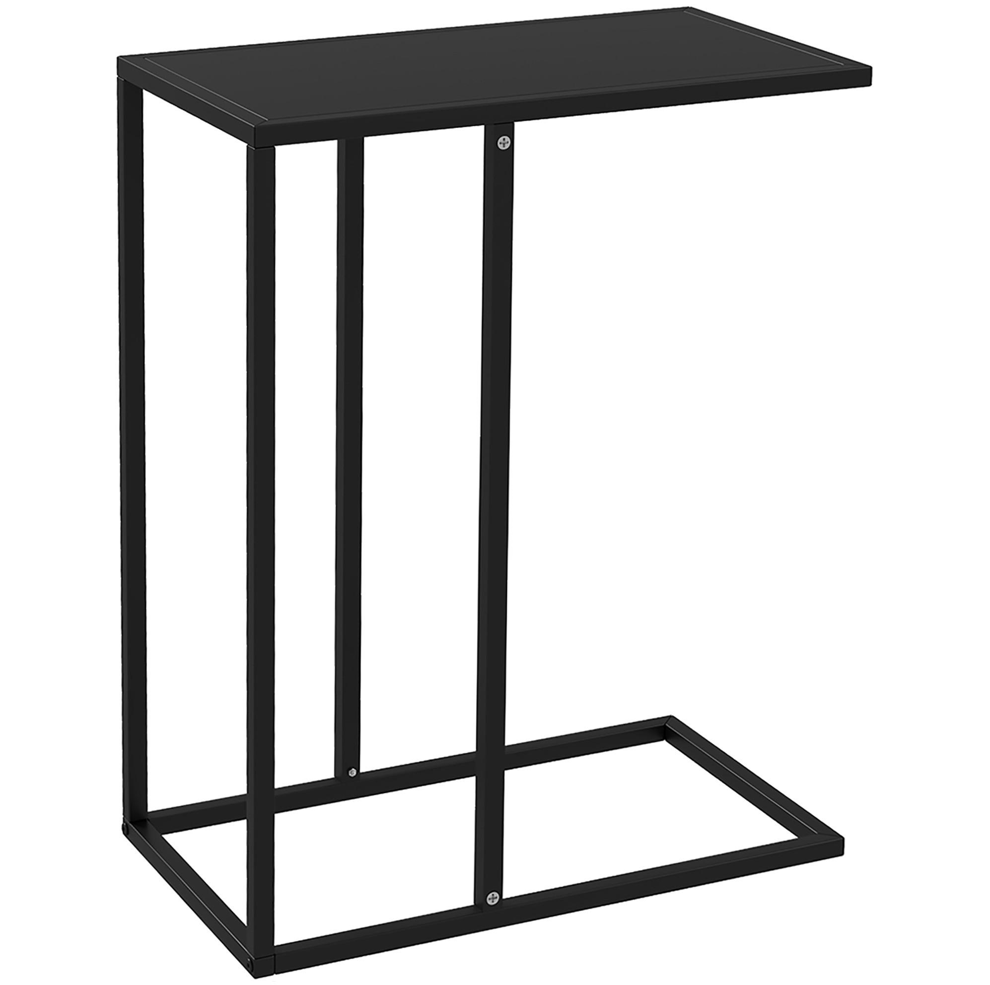 SOFA-BEISTELLTISCH 46/26/60 cm in C-Form, schwarz, aus Stahl - Schwarz, Metall (26/46/60cm) - BEAOK