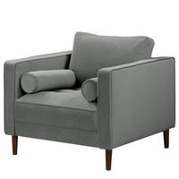 SESSEL - Samt - Dunkelbraun/Grau, Birkenholz/Textil (90/80/86cm) - home24