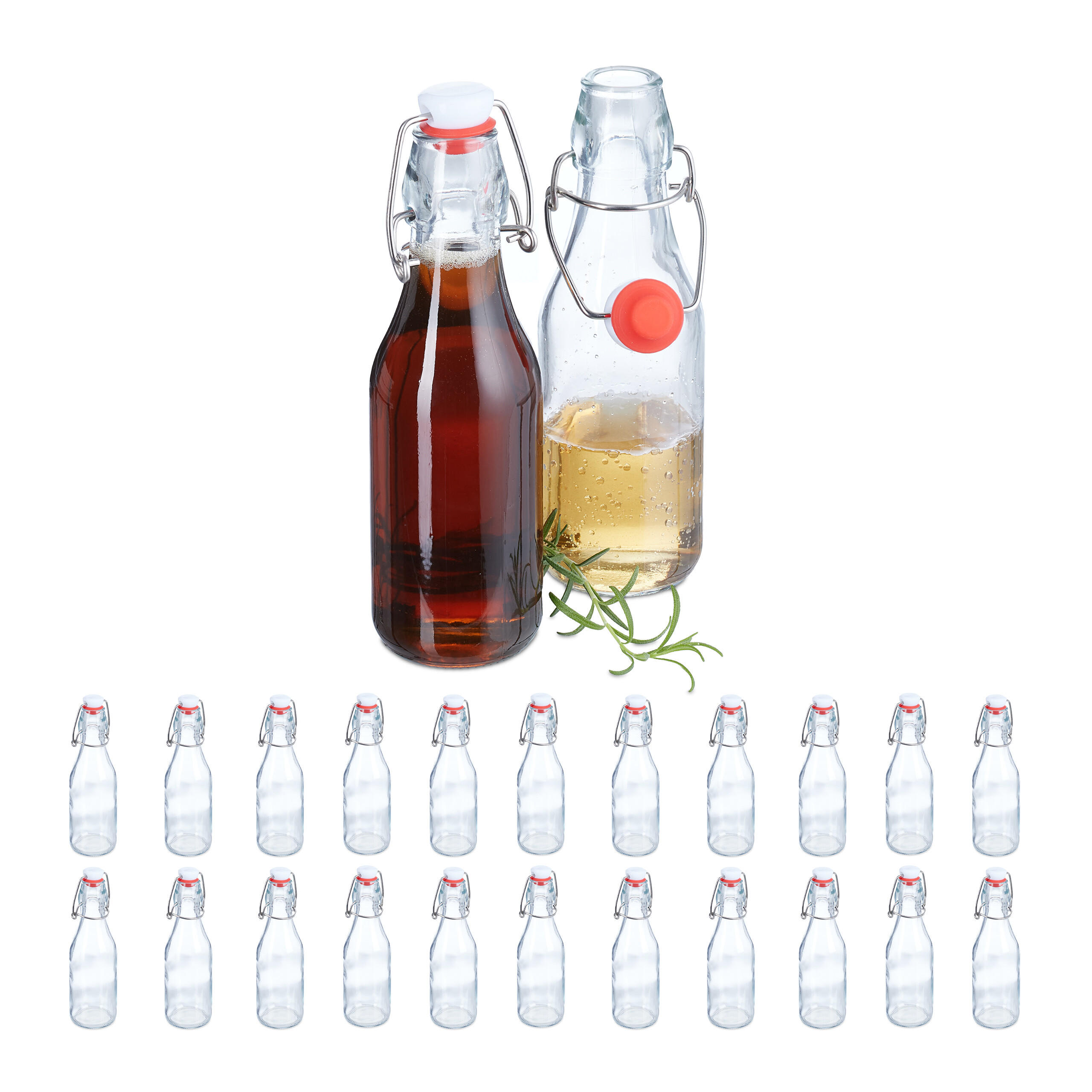 Relaxdays LAHVE Transparentní 24ks-sada sklo pákový uzávěr 250 ml