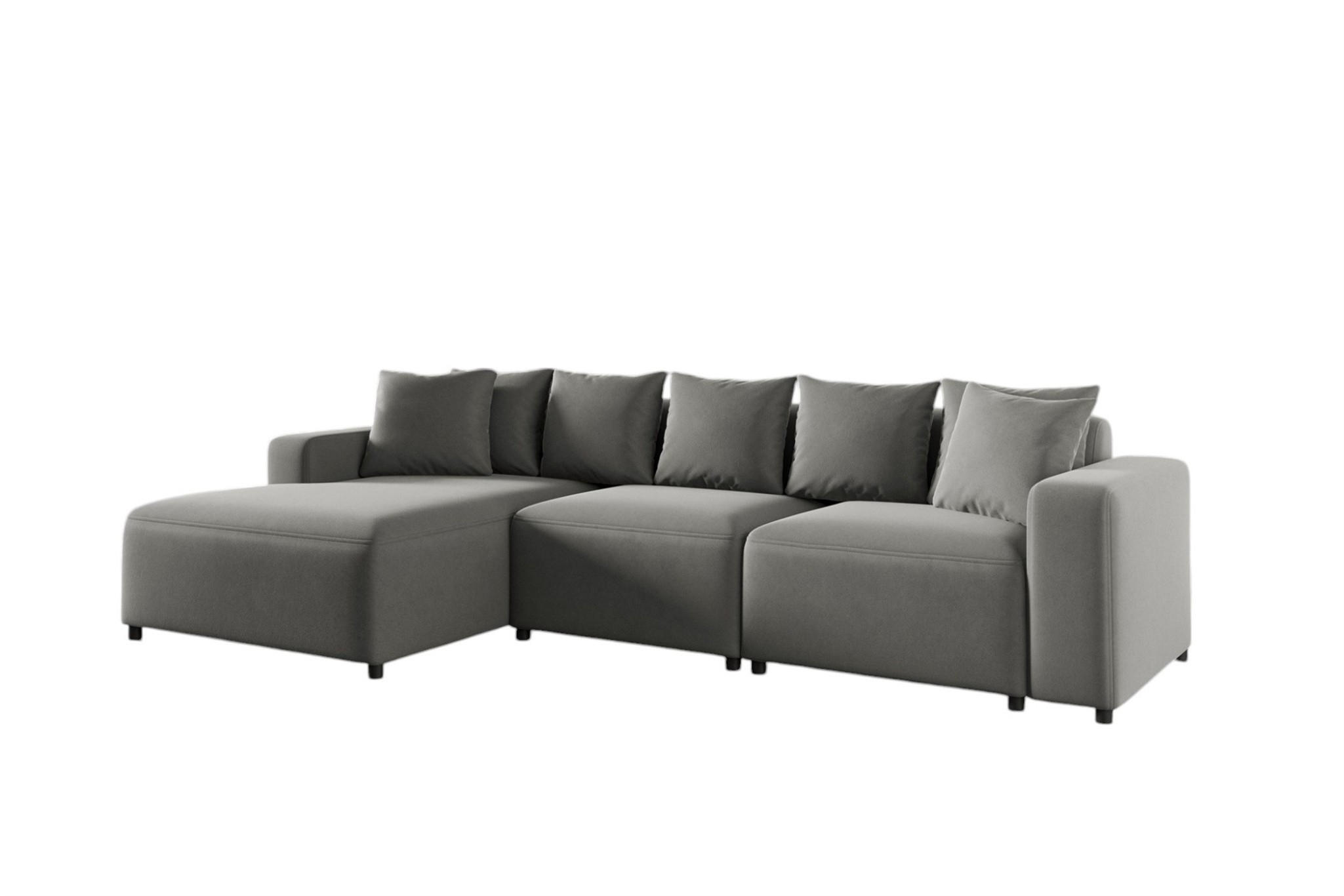 ECKSOFA Megan In Salvador - Grau, Holzwerkstoff/Textil (331/165cm) - Fun Möbel
