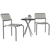 BALKONSET 3-teilig,48×48×60cm,Stapelbare Stühle mit Rattan Tisch - Grau, Metall - Modfu