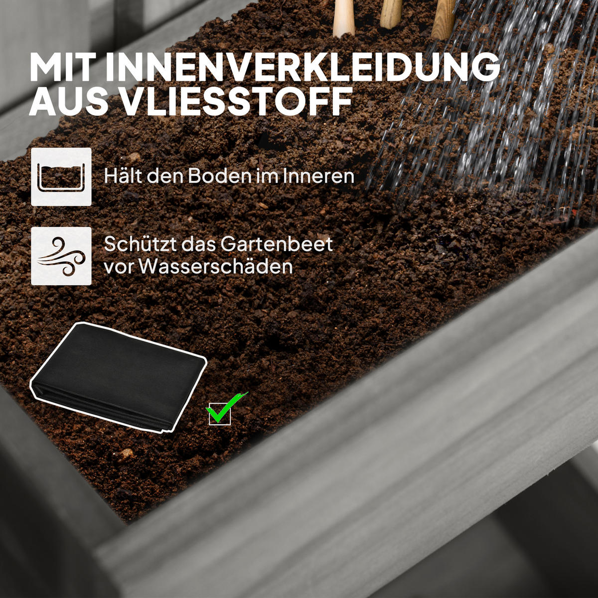 HOCHBEET Tannenholz Grau - Grau, Holz (16/80/60cm) - Outsunny