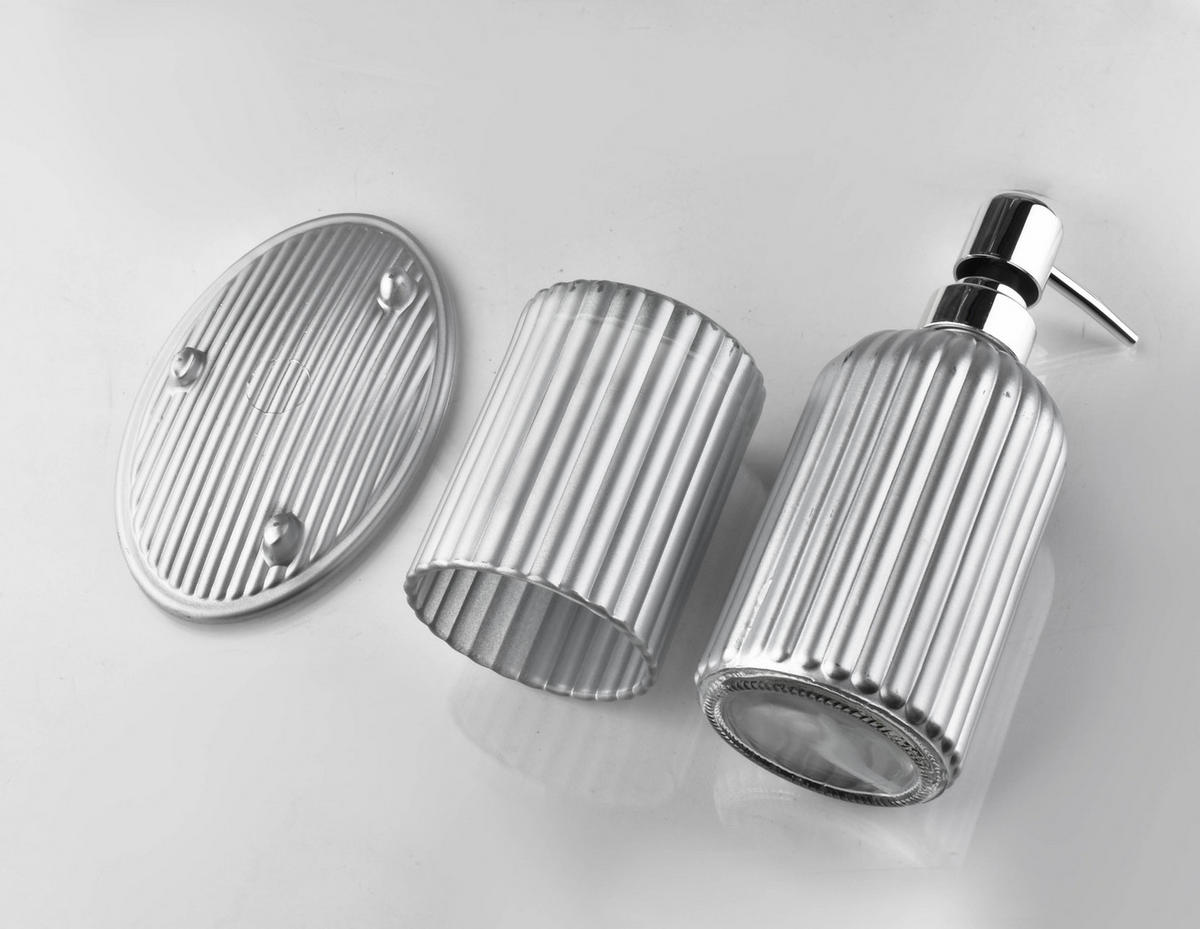 BADEZIMMERZUBEHÖR Ari Silber 19/9/19 cm Glas - Silberfarben, Glas (9/19/19cm) - Mondex