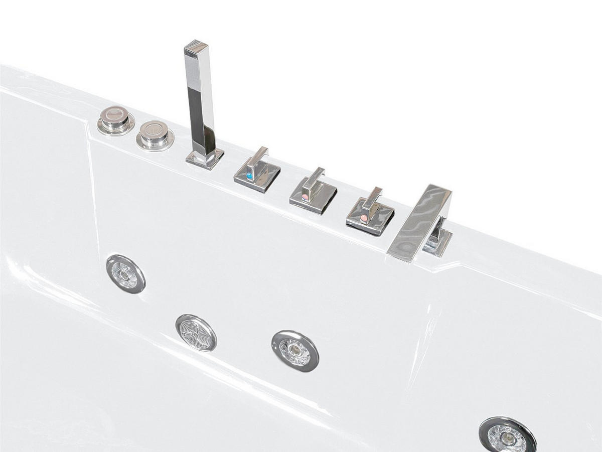 WHIRLPOOL Eckwanne mit Hydromassage - 1 Person - 263 L - Ecke Links - Weiß - ARIA - Weiß, Glas (170/57/80cm) - Vente-Unique