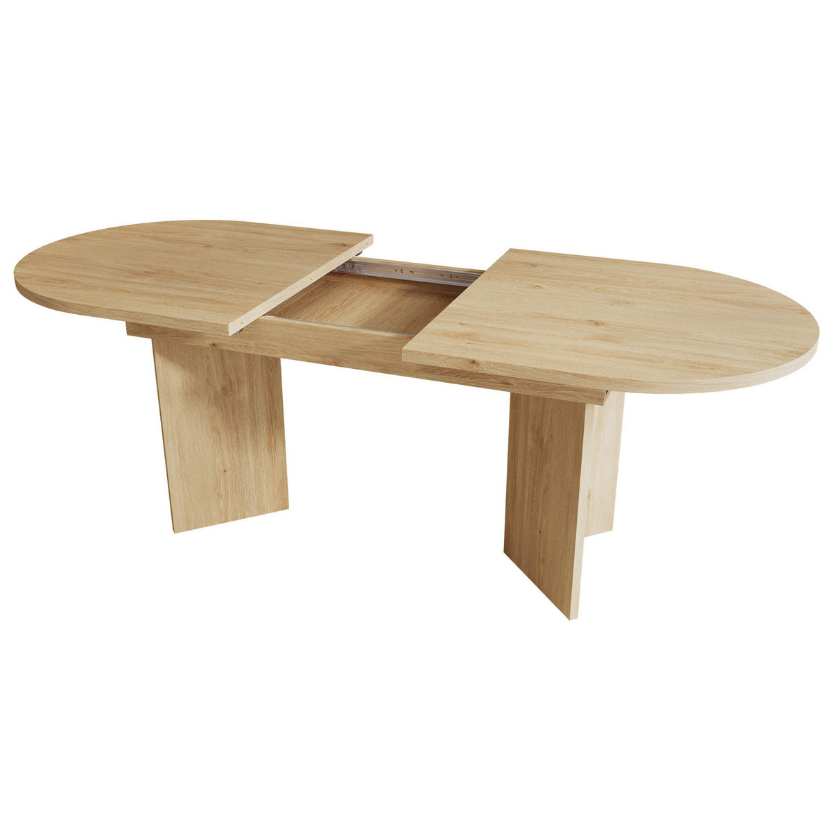 ESSTISCH aus MDF 160x80x75 cm Eichefarben ausziehbar mit abgerundeten Ecken und 18 mm Tischplatte - Eichefarben, Holzwerkstoff (160/80/75cm) - Modfu